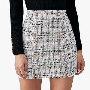 SweatyRocks Women's Elegant High Waist A-line Plaid Tweed Mini Skirt
